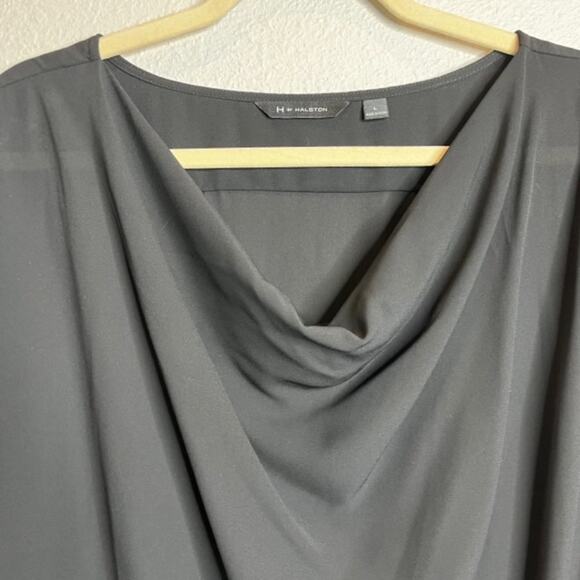 H by Halston Cowl Neck Relaxed Top Black Sz Large - Picture 4 of 8